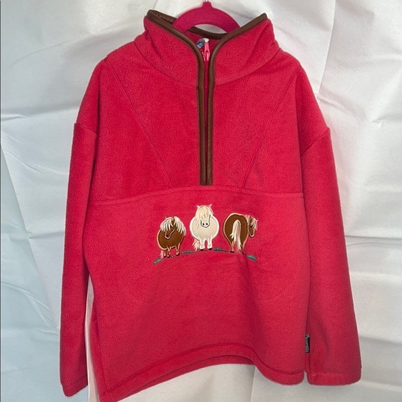 shire classics Other - Pink Fleece Hoodie with Animal Embroidery